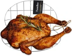 9.8x6.7 Inch Oval Roasting Cooling Rack 304 Stainless Steel Baking Broiling Rack Cookware 0.8 Inch Heigh Thick Version 2PCS -Peugeot Shop 51pM2dhYjL. AC