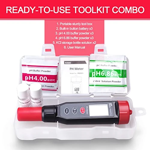 Poniie PH2022Plus Waterproof Digital PH Meter For Water Hydroponics Food Brewing W/Portable Toolkit Combo, 0.01 Resolution 4 Poniie PH2022Plus Waterproof Digital PH Meter For Water Hydroponics Food Brewing W/Portable Toolkit Combo, 0.01 Resolution - Image 4