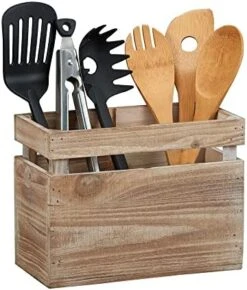 Kitchen Utensil Holder For Countertop, Farmhouse Utensil Holder, Large Utensil Holder For Kitchen Counter, Wooden Utensil Holder, Utensil Organizer For Countertop, White 9.5" X 6.75" -Peugeot Shop 51pWqg86QNL. AC