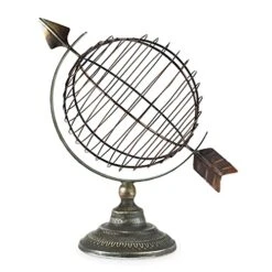 Old World Cork Holder, Decorative Wine Cork Storage And Decor, Set Of 1, Metal With Rustic Bronze Finish Globe Cage Cork Display