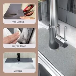 Faucet Mat For Kitchen Sink Long Splash Catcher Mat Faucet Drip Catcher Super Water Absorbent Pad Fast Drying Mat On Countertop Diatomite Grey -Peugeot Shop 51phYkbwUEL