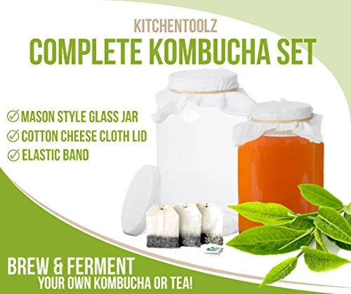 1 Gallon Glass Kombucha Jar - Home Brewing And Fermenting Kit With Cheesecloth Filter, Rubber Band And Plastic Lid - By Kitchentoolz 4 1 Gallon Glass Kombucha Jar - Home Brewing And Fermenting Kit With Cheesecloth Filter, Rubber Band And Plastic Lid - By Kitchentoolz - Image 4