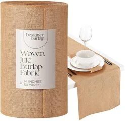 Table Runner - For Farmhouse-Style Dining Room - Burlap Roll Woven Jute Fabric Placemats Or Centerpieces -Rustic Home Decor For Coffee, Tea, & Outdoor Tables - Long Roll (14in*10yards) -Peugeot Shop 51pwc0EAccL. AC