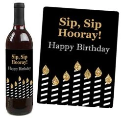 Adult 80th Birthday - Gold - Birthday Party Gift For Women And Men - Wine Bottle Label Stickers - Set Of 4 -Peugeot Shop 51pxOrCIWIL