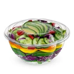 [50 Sets - 32 Oz.] Clear Plastic Salad Bowls To Go With Airtight Lids