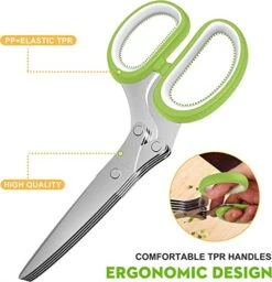 Erb Salad Scissors With 5 Blades And Cover - Cool Kitchen Gadgets - Cutter, Salad Chopper And Mincer - Sharp Heavy Duty Shears For Cutting, Shredding And Cooking Fresh Garden Herbs -Peugeot Shop 51pzbiNNgTL