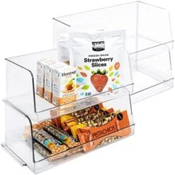 Ckable Household Bin - Set Of 2 - 4.75 X 9.5 Inch - Open Front - BPA Free Plastic Resin - Food, Fridge, Freezer, Cabinet, Food, Pantry, Storage - Kitchen Organizer - Clear -Peugeot Shop 51q9YPL5mkL. AC