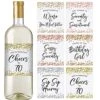 Printed Party 70th Birthday Wine Bottle Labels, Confetti, Set Of 6