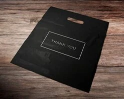 Die Cut Plastic Shopping Bags With Thank You Logo 12" X 15" Boutique Bags With Handles 100 Pack For Merchandise, Gifts, Trade Shows And More -Peugeot Shop 51qFPpvDhtL
