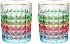 Whiskey Glasses Set Of 2, 10oz Colorful Old Fashioned Glasses, Crystal Glassware For Bourbon Scotch Cocktail Rum Vodka Liquor -Peugeot Shop 51qI965FmZL. AC