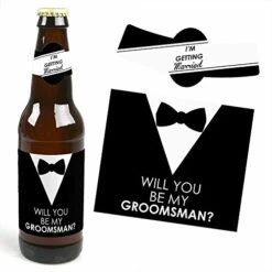Suit Up - Will You Be My Groomsman Decorations For Men - 6 Beer Bottle Label Stickers And 1 Carrier 6 Suit Up - Will You Be My Groomsman Decorations For Men - 6 Beer Bottle Label Stickers And 1 Carrier -Peugeot Shop 51qOSinLNpL