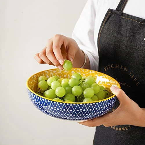 Ceramic 50 Ounce Pasta Bowls Set Of 4, 8.6 Inch Large Salad Bowls, Wide And Shallow Porcelain Soup Bowls, Stackable Serving Bowls, Microwave Dishwasher Safe, Christmas Gift, Assorted Colors 3 Ceramic 50 Ounce Pasta Bowls Set Of 4, 8.6 Inch Large Salad Bowls, Wide And Shallow Porcelain Soup Bowls, Stackable Serving Bowls, Microwave Dishwasher Safe, Christmas Gift, Assorted Colors - Image 3