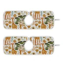 Kcldeci 2 Pack Faucet Mat Splash Guard For Kitchen Sink,Cartoon Giraffe African Animals 23x5 Inch Faucet Handle Drip Catcher Tray Absorbent Mat Fast Dry Mat For Kitchen, Bathroom