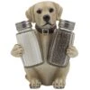 Labrador Retriever Salt And Pepper Shaker Set With Decorative Display Stand Dog Figurine Holder For Lodge & Hunting Cabin Kitchen Decor Table Centerpieces As Puppy Gifts For Hunters