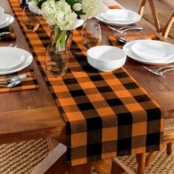 Use Living Fall Buffalo-Check Table Runner, Seasonal Farmhouse Table Runner, 13" W X 70" L, Orange And Black 23 Use Living Fall Buffalo-Check Table Runner, Seasonal Farmhouse Table Runner, 13" W X 70" L, Orange And Black -Peugeot Shop 51qomzGGVL. AC