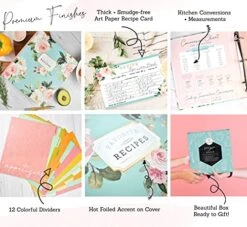 Ecipe Binder 3 Ring Organizer Blank Recipe Book 8.5" X 9.5" With 50 Blank Recipes Cards (4x6); Dividers And Page Protectors; Recipe Book To Write In Your Own Recipes -Peugeot Shop 51r1xnz2UaS