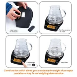 Coffee Scale With Timer, Digital Hand Drip Coffee Scales,Stainless Steel Kitchen Food Weight Scale With Precision Sensors LCD Display & Hanger Hole 6.6lb/3kg (Batteries Include) -Peugeot Shop 51r59VggSiL