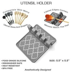 Gray Kitchen Utensil Holder, Utensil Organizer, Spoon Rest For Stove Top, Utensil Holder For Kitchen Counter, Utensil Caddy For Spatula Tongs, Coffee Spoon Rest, Cooking Utensil Holder For Countertop -Peugeot Shop 51rCxHFsbBL