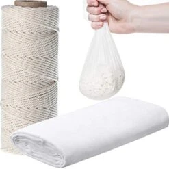 Cheesecloth And Cooking Twine, 35 X 78 Inch Reusable, Unbleached Cotton Fabric Kitchen Cheese Cloth With Cooking Twine 1/4 Cone Cotton 50 Meter For Cooking, Straining, Baking, Filtering