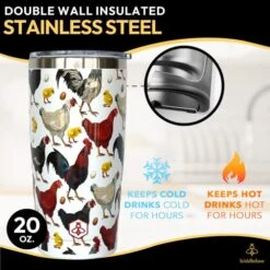 Chicken Gifts For Chicken Lovers Chickens Travel Coffee Mug W/Slider Lid | 20oz Spill Proof Insulated Coffee Tumbler | Chicken Mug | Great Gift For Birthday Or Christmas 12 Chicken Gifts For Chicken Lovers Chickens Travel Coffee Mug W/Slider Lid | 20oz Spill Proof Insulated Coffee Tumbler | Chicken Mug | Great Gift For Birthday Or Christmas -Peugeot Shop 51rW0HynJOL