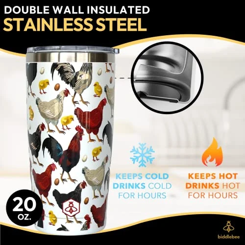 Chicken Gifts For Chicken Lovers Chickens Travel Coffee Mug W/Slider Lid | 20oz Spill Proof Insulated Coffee Tumbler | Chicken Mug | Great Gift For Birthday Or Christmas 3 Chicken Gifts For Chicken Lovers Chickens Travel Coffee Mug W/Slider Lid | 20oz Spill Proof Insulated Coffee Tumbler | Chicken Mug | Great Gift For Birthday Or Christmas - Image 3