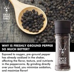 Black Pepper Grinder By Oryx | Refillable Ceramic Pepper Mill | Premium Whole Black Peppercorns | Pair With Oryx Desert Salt Grinder | 50g / 1.26 Oz. Peppercorn Grinder 17 Black Pepper Grinder By Oryx | Refillable Ceramic Pepper Mill | Premium Whole Black Peppercorns | Pair With Oryx Desert Salt Grinder | 50g / 1.26 Oz. Peppercorn Grinder -Peugeot Shop 51rWeQ9t0gL