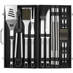 BBQ Grill Utensil Tools Set Reinforced BBQ Tongs 19-Piece Stainless-Steel Barbecue Grilling Accessories With Aluminum Storage Case -Complete Outdoor Grill Kit For Dad, Birthday Gift For Man -Peugeot Shop 51rY2wPfQ3L