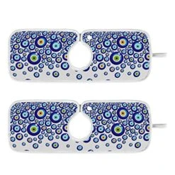Kcldeci 2 Pack Faucet Mat Splash Guard For Kitchen Sink,Evil Eyeball 30x5 Inch Faucet Handle Drip Catcher Tray Absorbent Mat Fast Dry Mat For Kitchen, Bathroom
