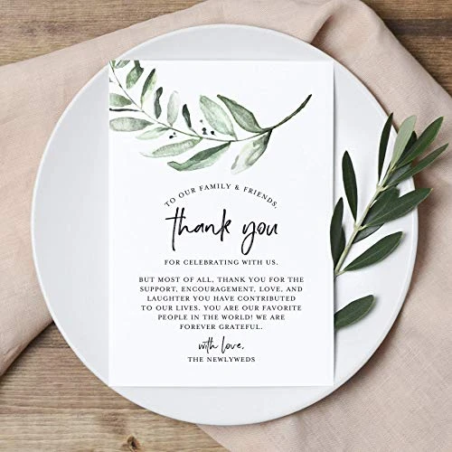 Thank You Place Setting, Rustic Greenery, Table Place Cards For Weddings, Receptions, Rehearsals, Dinner Parties, Events And Celebrations, 4"x6" (50 Cards) 2 Thank You Place Setting, Rustic Greenery, Table Place Cards For Weddings, Receptions, Rehearsals, Dinner Parties, Events And Celebrations, 4"x6" (50 Cards) - Image 2