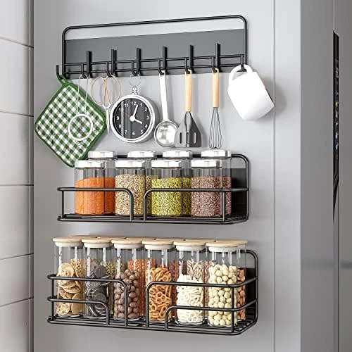 SEIRIONE Magnetic Spice Racks For Refrigerator With 8-Hook Rack,3-Piece Set Seasoning Organizer,2 In 1 Design Spice Rack Organizer,Soid Magnetic Shelf As Seasoning Rack For Kitchen, Bathroom,Laundry 7 SEIRIONE Magnetic Spice Racks For Refrigerator With 8-Hook Rack,3-Piece Set Seasoning Organizer,2 In 1 Design Spice Rack Organizer,Soid Magnetic Shelf As Seasoning Rack For Kitchen, Bathroom,Laundry - Image 7