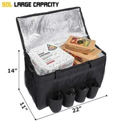 Insulated Food Delivery Bag With 4 Cup Holders, Extra Large Commercial Grade Catering Bag - Waterproof, Sturdy Zippers - Ideal For Restaurant Delivery, Grocery Shopping 6 Insulated Food Delivery Bag With 4 Cup Holders, Extra Large Commercial Grade Catering Bag - Waterproof, Sturdy Zippers - Ideal For Restaurant Delivery, Grocery Shopping -Peugeot Shop 51rhJFX3X2L