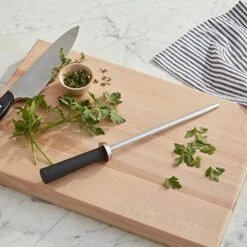 Kai PRO Combination Honing Steel 9", Gently Corrects Rolled Knife Edges, Smooth & Micro-Ribbed Honing Rod, Built-In Angle Guide, Japanese Honing Steel -Peugeot Shop 51rjDXeddpL