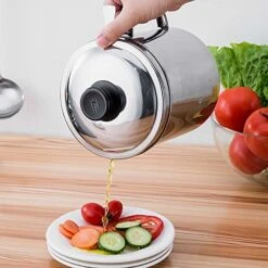 Cooking Oil Fat Separator Bacon Grease Container Can With Fat Strainer |1.2 Quart Or 5 Cups| Perfect For Straining And Storing Grease,Stainless Steel Grease Filter Keeper -Peugeot Shop 51rmVq5kDlL