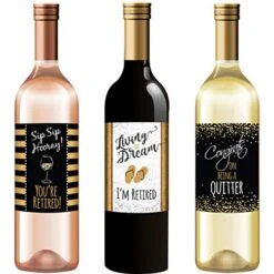 12 Happy Retirement Wine Bottle Labels | Retirement Party Decorations | Waterproof Stickers Won't Tear Or Peel Off -Peugeot Shop 51rmac6Hr3L