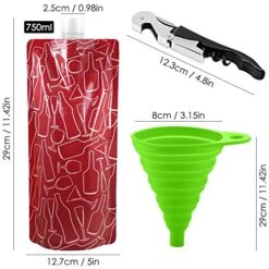 Foldable Wine Bag, 750 Ml, Portable Reusable Plastic Wine Bottle Pouch, SENHAI 4 Pack Collapsible Liquid Leak Proof Flask Holder For Wine Liquor Beverages, Travel, Gift - Red 7 Foldable Wine Bag, 750 Ml, Portable Reusable Plastic Wine Bottle Pouch, SENHAI 4 Pack Collapsible Liquid Leak Proof Flask Holder For Wine Liquor Beverages, Travel, Gift - Red -Peugeot Shop 51rubz3TGXL