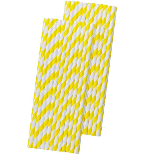 Striped Paper Straws - Yellow White - 7.75 Inches - Pack Of 50 - Outside The Box Papers Brand 1 Striped Paper Straws - Yellow White - 7.75 Inches - Pack Of 50 - Outside The Box Papers Brand
