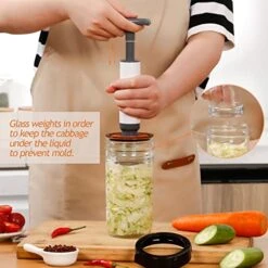 Glolaurge Fermentation Kit For Wide Mouth Mason Jars, 4 Pack Split-Type Fermenting Lids With 4 Weights And 1 Pump, Fermenter Starter Kit For Sauerkraut, Kimchi, Pickles, Fermented Vegetable -Peugeot Shop 51sGOG6hyIL