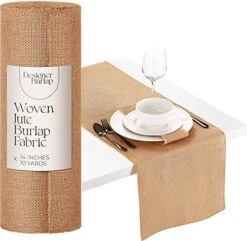 Table Runner - For Farmhouse-Style Dining Room - Burlap Roll Woven Jute Fabric Placemats Or Centerpieces -Rustic Home Decor For Coffee, Tea, & Outdoor Tables - Long Roll (14in*10yards) -Peugeot Shop 51sGxUFIGiL. AC