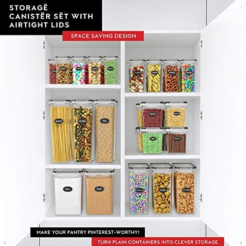 Ereal Containers Storage Set - Cereal Dispenser Airtight Food Storage Container BPA-Free 4 Pc (135.2oz) Pantry Organization And Storage 8 Labels 1 Marker, Canister For Sugar & Flour 3 Ereal Containers Storage Set - Cereal Dispenser Airtight Food Storage Container BPA-Free 4 Pc (135.2oz) Pantry Organization And Storage 8 Labels 1 Marker, Canister For Sugar & Flour - Image 3