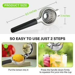 Lemon Squeezer, Anti-Corrosion Stainless Steel Extra Large Manual Lemon Juicer Squeezer With Solid Metal Squeezer Bowl, Lime Squeezer & Citrus Press Juicer For Juicing Lemons & Limes, Black