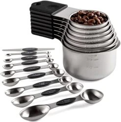 Magnetic Measuring Cups And Spoons Set Including 7 Stainless Steel Heavy Duty Measuring Cup 8 Double Sided Measuring Spoons With 1 Leveler For Dry And Liquid Ingredients (Color) -Peugeot Shop 51saUFk B6L. AC