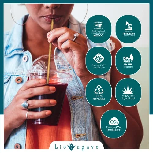 Io Agave - 150 Pack Biodegradable 8 1/4" Standard Straws Made From Agave Fibers | Drinking Straws 2 Io Agave - 150 Pack Biodegradable 8 1/4" Standard Straws Made From Agave Fibers | Drinking Straws - Image 2