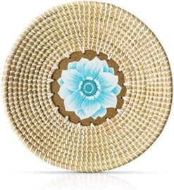 Basket Wall Decor Boho - Round Rattan Serving Tray - Decorative Seagrass Tray - Hanging Wall Basket Decor - Dining Table Decor - Woven Tray (35cm/13.7in) -Peugeot Shop 51sr57IBMqL. AC