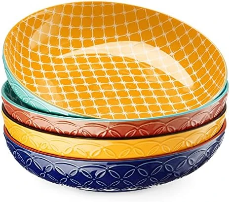 Vibrant Pasta Bowls, 8.5'' Large Salad Bowls, 34 Oz Porcelain Pasta Serving Bowl Set Of 4, Bowls For Pasta, Salad, Soup, Oatmeal, Ideal Mother's Day Gift, Home Decor 5 Vibrant Pasta Bowls, 8.5'' Large Salad Bowls, 34 Oz Porcelain Pasta Serving Bowl Set Of 4, Bowls For Pasta, Salad, Soup, Oatmeal, Ideal Mother's Day Gift, Home Decor - Image 5