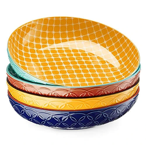 Vibrant Pasta Bowls, 8.5'' Large Salad Bowls, 34 Oz Porcelain Pasta Serving Bowl Set Of 4, Bowls For Pasta, Salad, Soup, Oatmeal, Ideal Mother's Day Gift, Home Decor 1 Vibrant Pasta Bowls, 8.5'' Large Salad Bowls, 34 Oz Porcelain Pasta Serving Bowl Set Of 4, Bowls For Pasta, Salad, Soup, Oatmeal, Ideal Mother's Day Gift, Home Decor