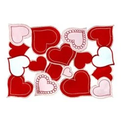 Set Of 4 Embroidered Love Heart Table Placemats For Valentine's Day 14th February, Wedding Anniversary, Marriage Proposals Or Engagements 13 × 19 Inches Placemats