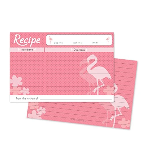 Pink Flamingo Design Set Double Sided Family 4x6 Recipe Cards, Set Of 50 1 Pink Flamingo Design Set Double Sided Family 4x6 Recipe Cards, Set Of 50