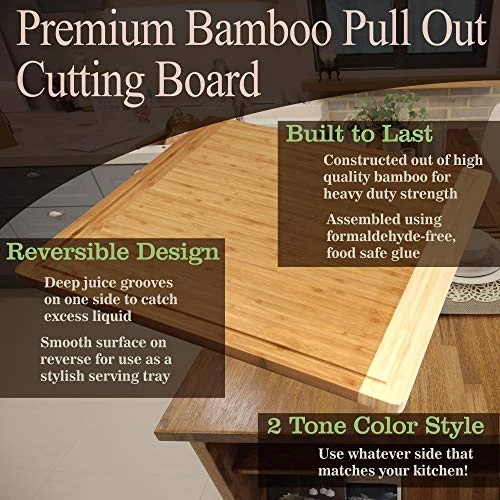 Universal Premium Pull Out Cutting Boards - Under Counter Replacement - Designed To Fit Standard Slots - Heavy Duty Kitchen Board With Juice Groove - 22" X 22" X 0.75" - 1 Piece 5 Universal Premium Pull Out Cutting Boards - Under Counter Replacement - Designed To Fit Standard Slots - Heavy Duty Kitchen Board With Juice Groove - 22" X 22" X 0.75" - 1 Piece - Image 5