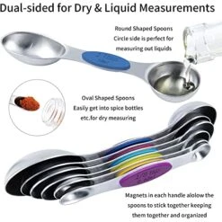Measuring Cups And Magnetic Measuring Spoons Set, 7 Stainless Steel Measuring Cups, 6 Double-sided Stainless Steel Measuring Spoons & 1 Leveler (color-2) -Peugeot Shop 51t642XiVbL