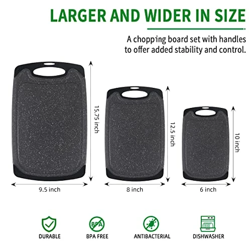 Cutting Boards Set, Chopping Board, Plastic Cutting Boards For Kitchen Dishwasher Safe BPA Free, Large Cutting Board, Cutting Boards For Kitchen, Meat Cutting Board, Slip Resistant, Juice Grooves 1 Cutting Boards Set, Chopping Board, Plastic Cutting Boards For Kitchen Dishwasher Safe BPA Free, Large Cutting Board, Cutting Boards For Kitchen, Meat Cutting Board, Slip Resistant, Juice Grooves